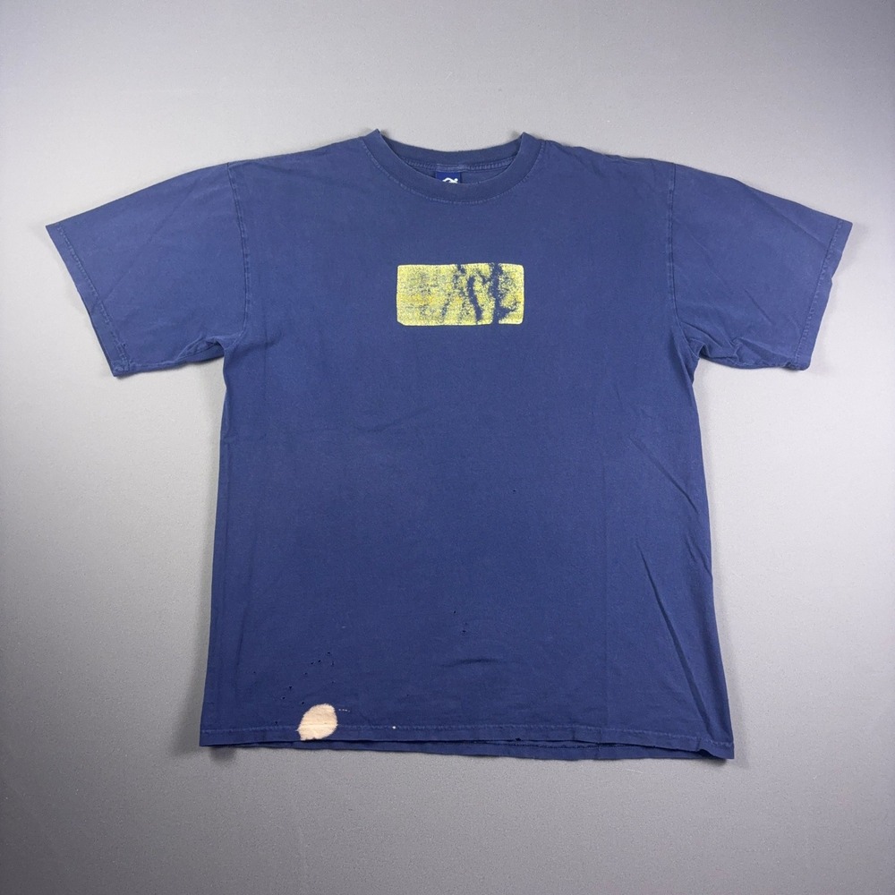 Vintage 90s Ocean Pacific OP T Shirt Distressed Navy Blue Box Logo Surf XL
